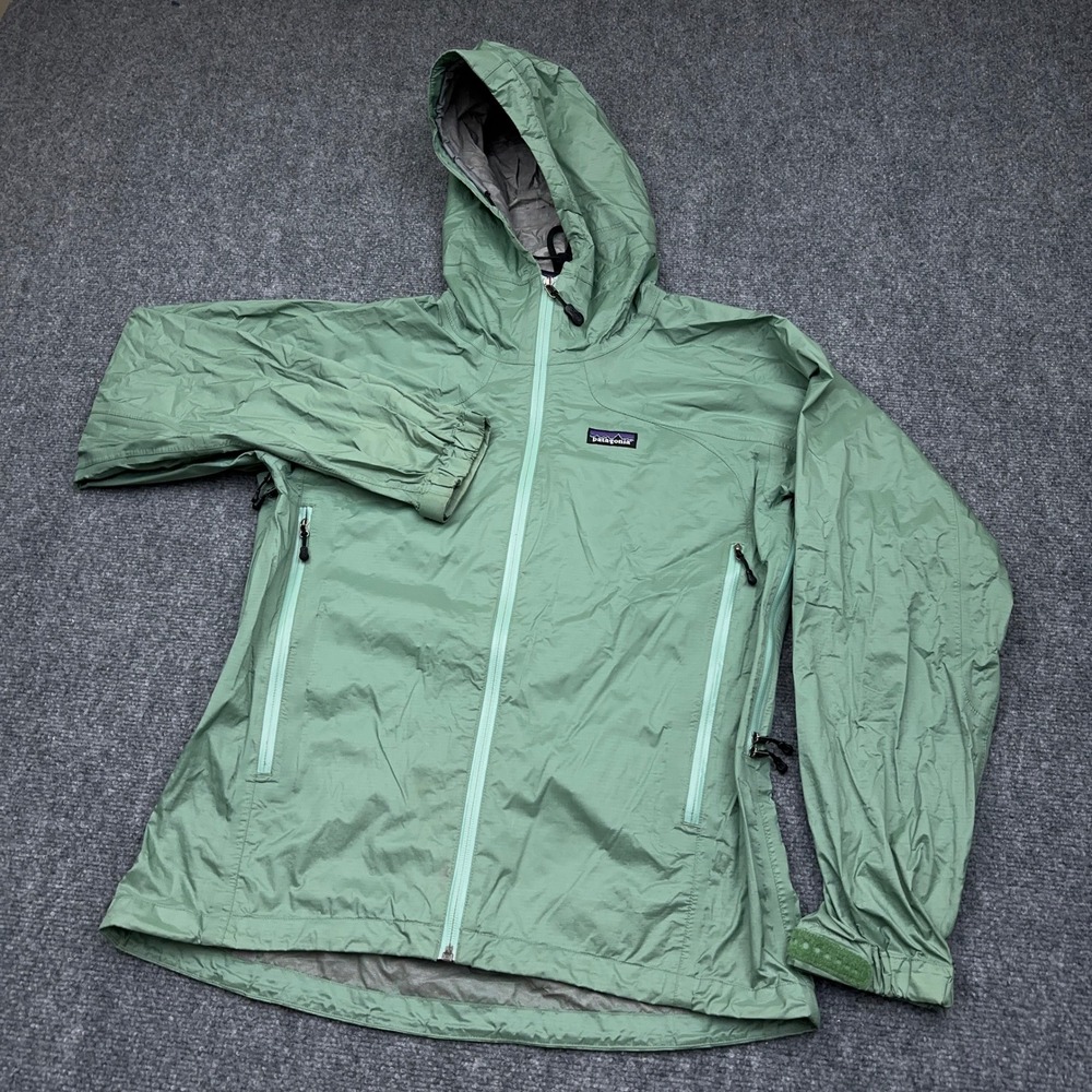 Patagonia Rain Shadow Jacket Womens M Laurel Green Hood Ripstop Shell 84480 READ